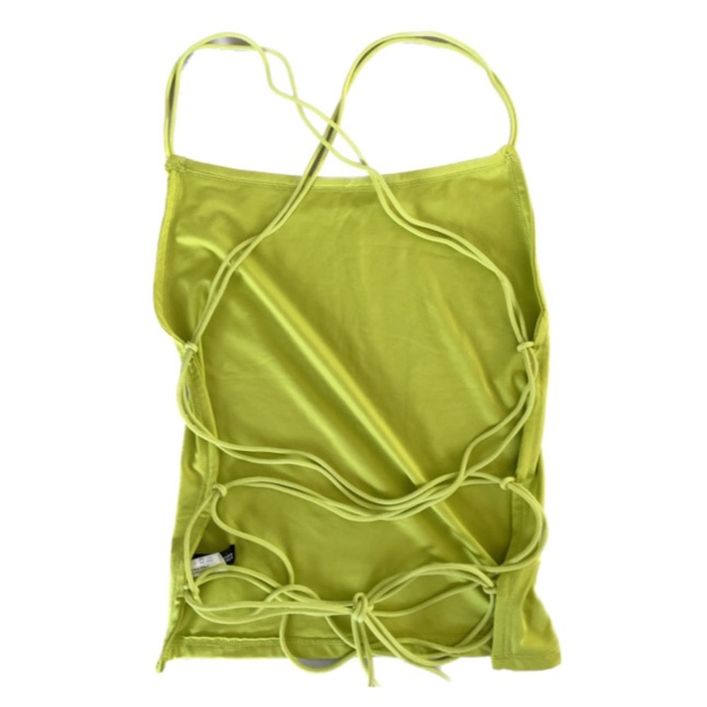 Solid highlighter green color backless lace up top